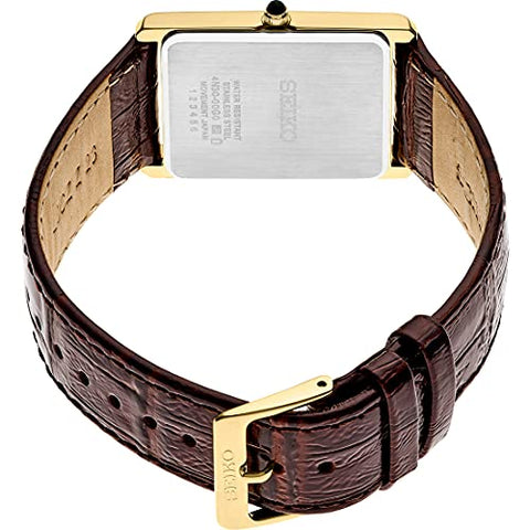 Reloj SEIKO Essentials SWR064 para Hombre – Caja Dorada y Correa de Cuero Marrón
