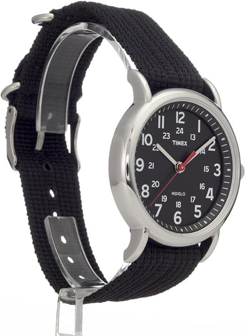 Timex Weekender T2N647 – Reloj Unisex de 38 mm con Correa de Nailon Negra