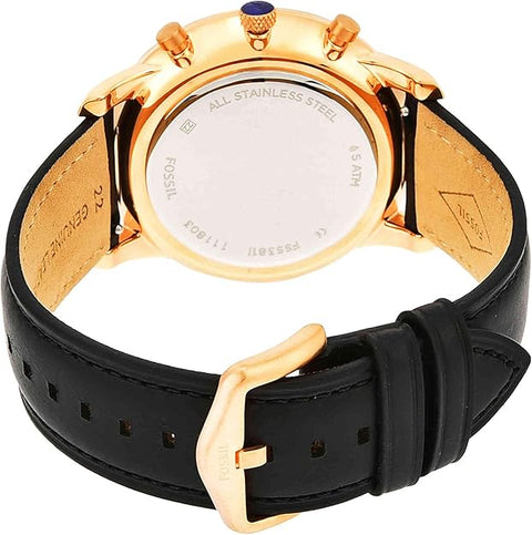Reloj Fossil Neutra FS5381 - Cronógrafo para Hombre, Caja Rose Gold y Correa de Cuero Negro