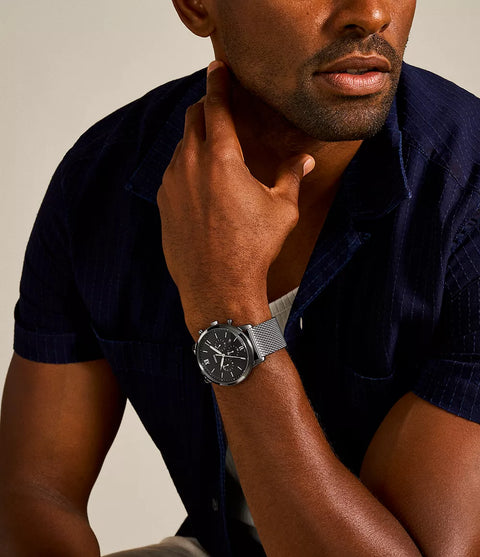 Reloj Fossil Neutra FS5699 - Cronógrafo para Hombre con Caja y Correa Ahumada de Acero Inoxidable