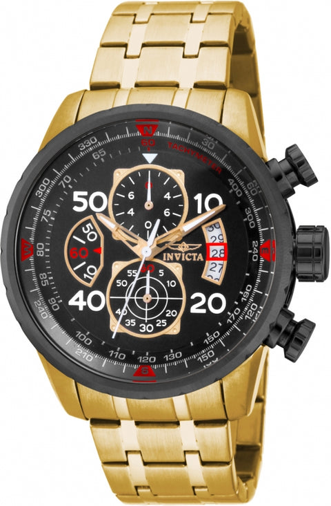 Reloj para Hombre Invicta Aviator 17206 – Dorado con Carátula Negra 48 mm