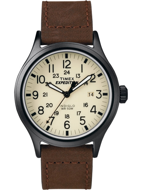 Reloj Timex Expedition Scout T49963 – Clásico Outdoor con Correa de Cuero Marrón